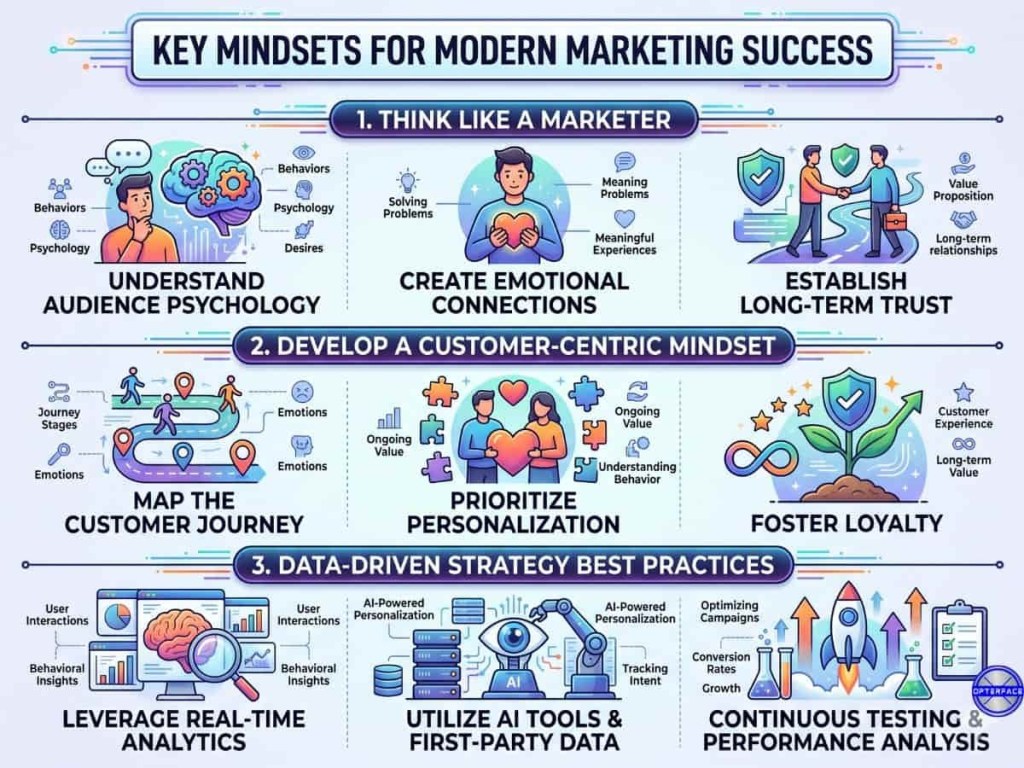 developing your marketing mindset This image shows key marketing mindset for success