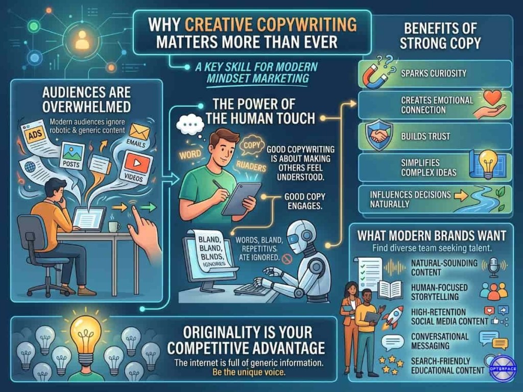 how to think like a marketer for creative copywriting This images shows the importance of creative copywriting in a marketing mindset