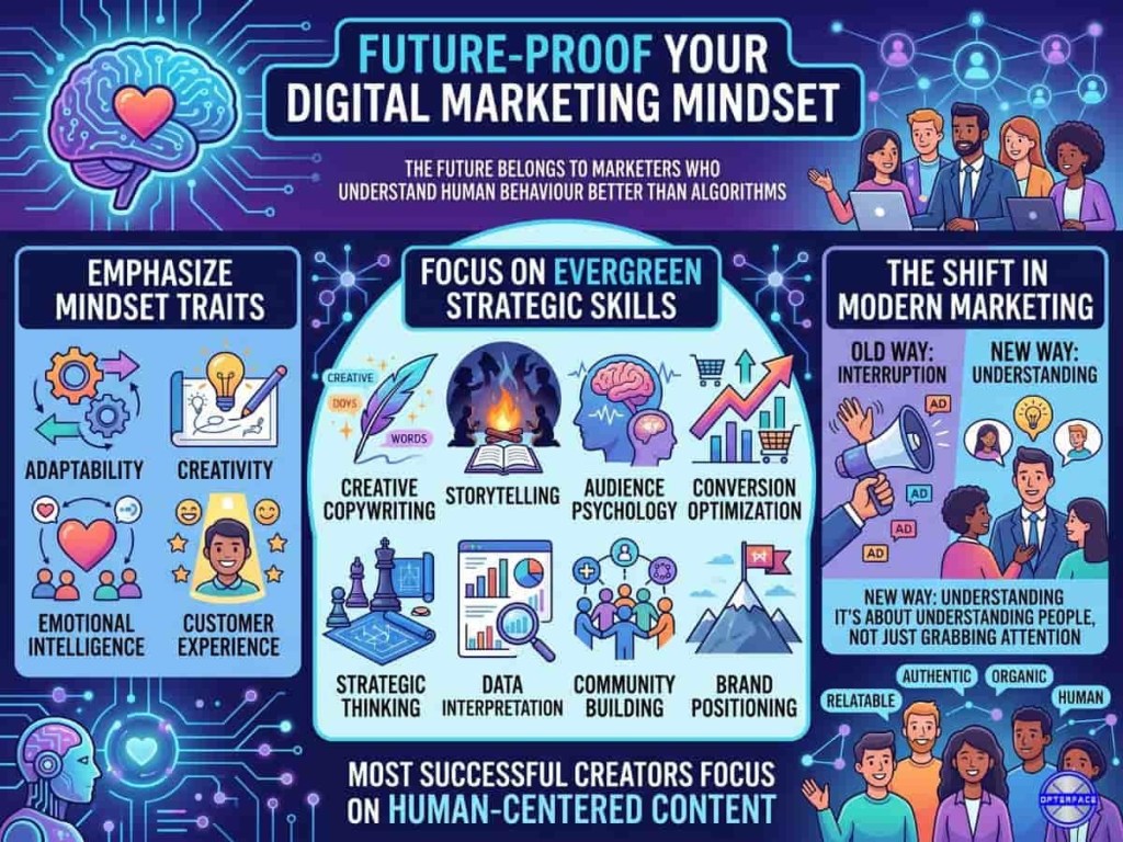 How to think like a marketer? This image shows how to future-proof your digital marketing mindset