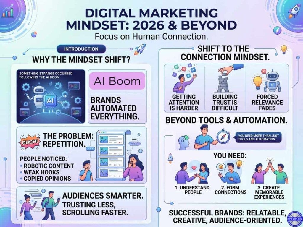 How can adopting a marketing mindset improve my small business growth? This images shows the change in digital marketing mindset