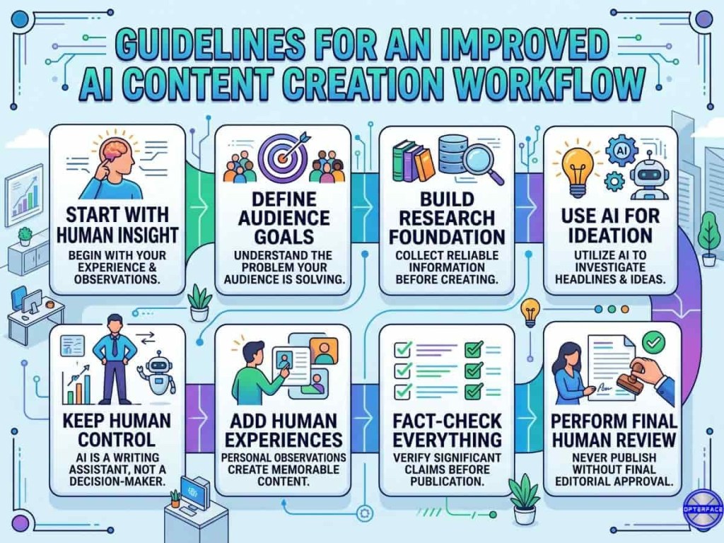 Guideline for AI content creation process This image shows crucial guidelines for AI content creation process